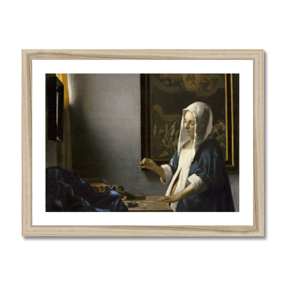 Woman Holding a Balance by Vermeer Framed Fine Art Print